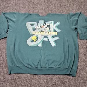 Vintage Sylvester Tweety Sweatshirt 22/24 3XL Green Back Off Made In USA 90s